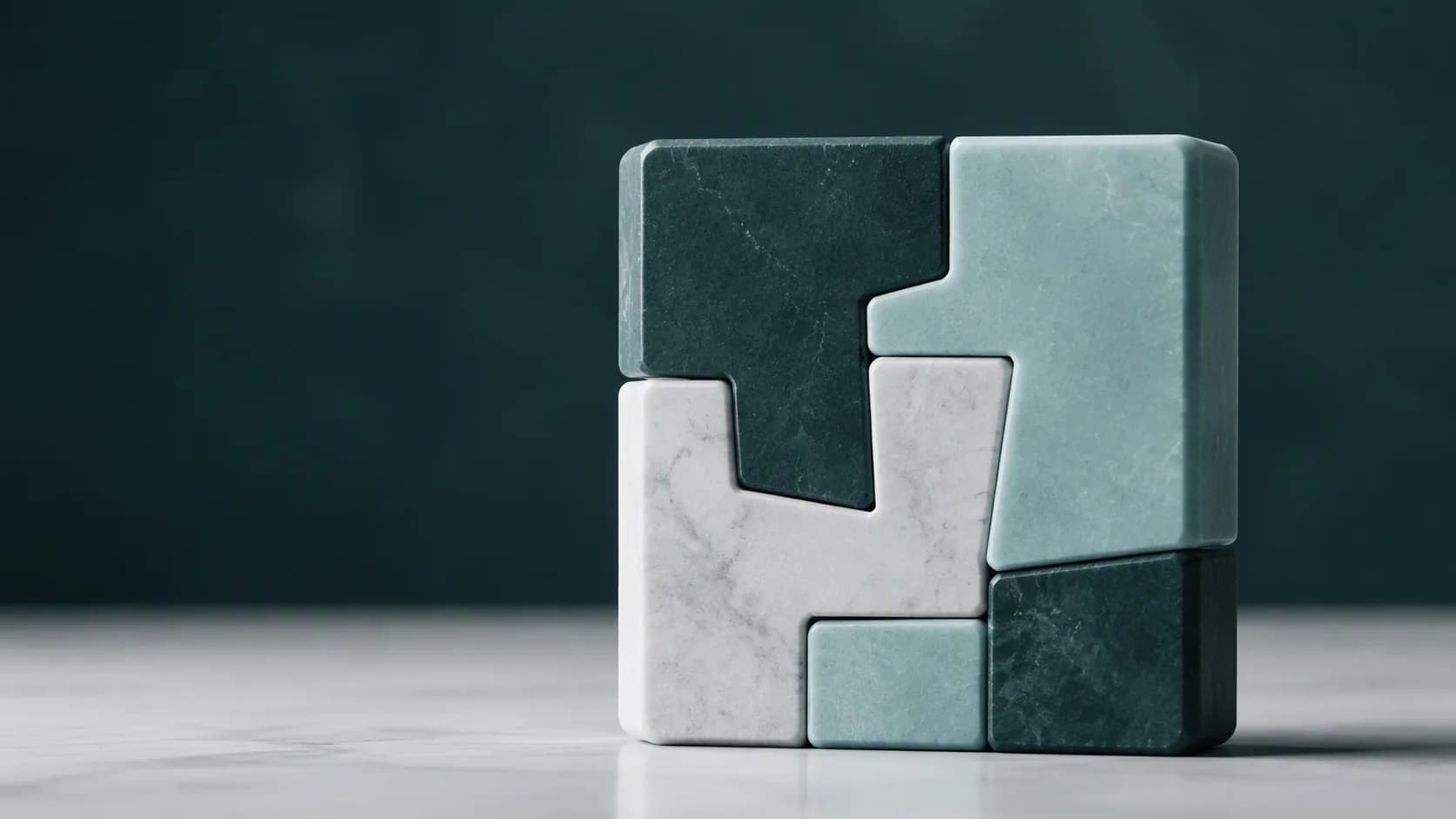 Interlocking abstract contract components forming a stable commercial structure.