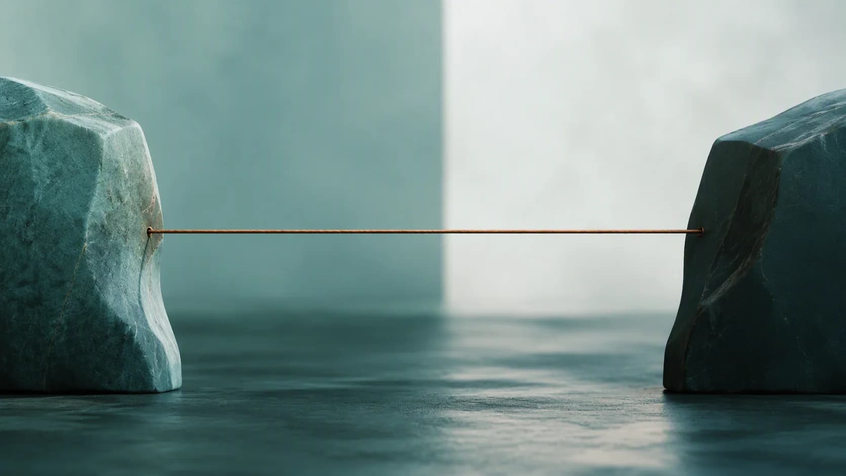 Text-free editorial scene of a measured commercial claim approaching a calm resolution.